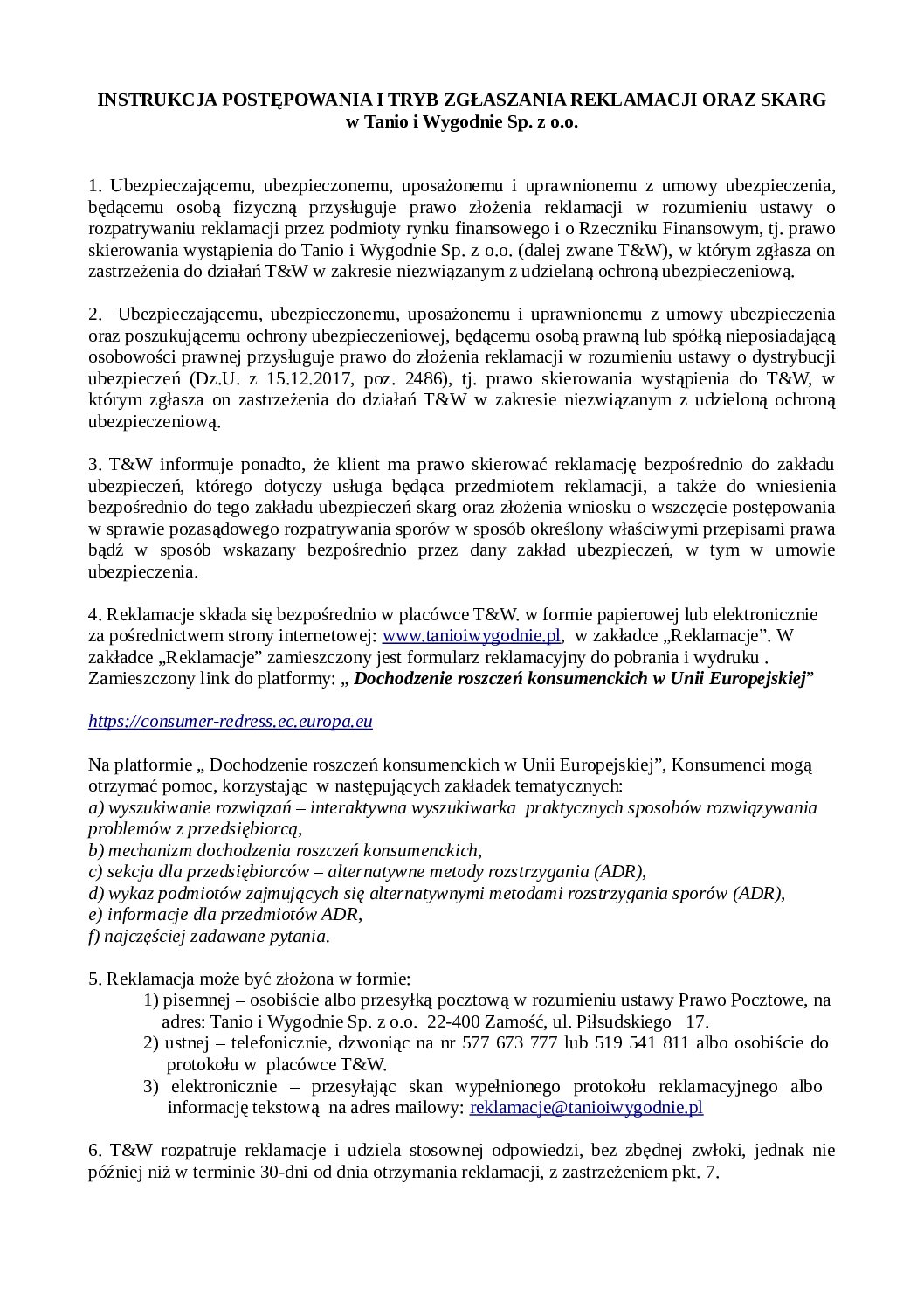 Instrukcja postępowania